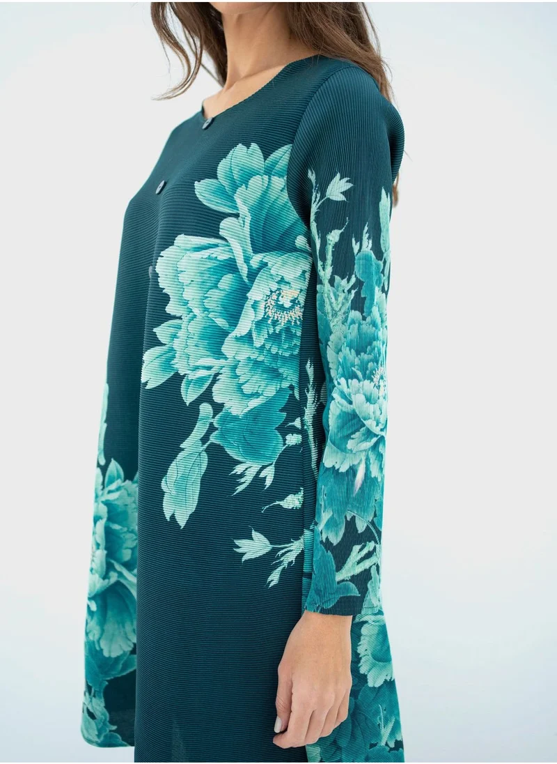 Hassal Floral Print Button Down Shirt And High Waist Pants Set