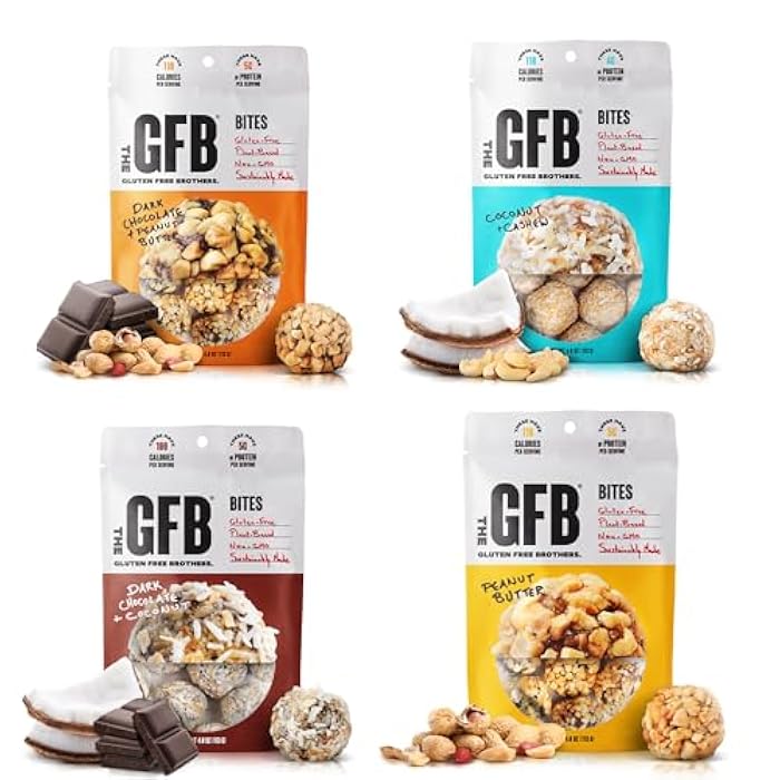 The GFB Variety Pack Protein Bites - Gluten Free, Plant Based, Non GMO, Sustainably Made – Ridiculously Tasty, Healthy, Vegan, Protein Energy Balls, 4 oz (4 Count) - Image 1