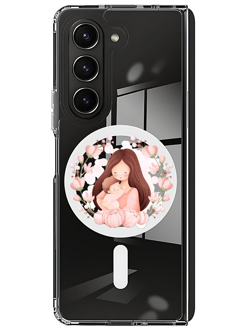 Theodor Magnetic Case for Samsung Galaxy Z Fold 5 Compatible with MagSafe Wireless Charging, Shockproof Phone Bumper Cover Mothers love - Image 1