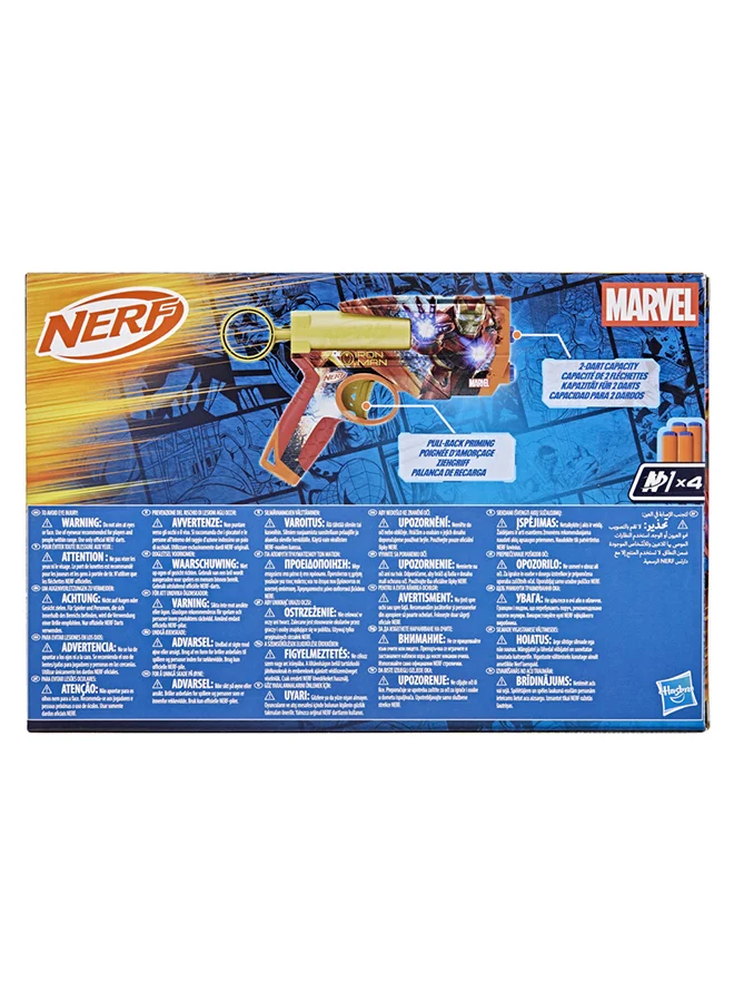 NERF Marvel Iron Man Dart Blaster | 4 N1 Foam Darts | Iron Man-Inspired Blaster Skin Designs | Kids Gifts |Outdoor Toys & Games for Ages 8+