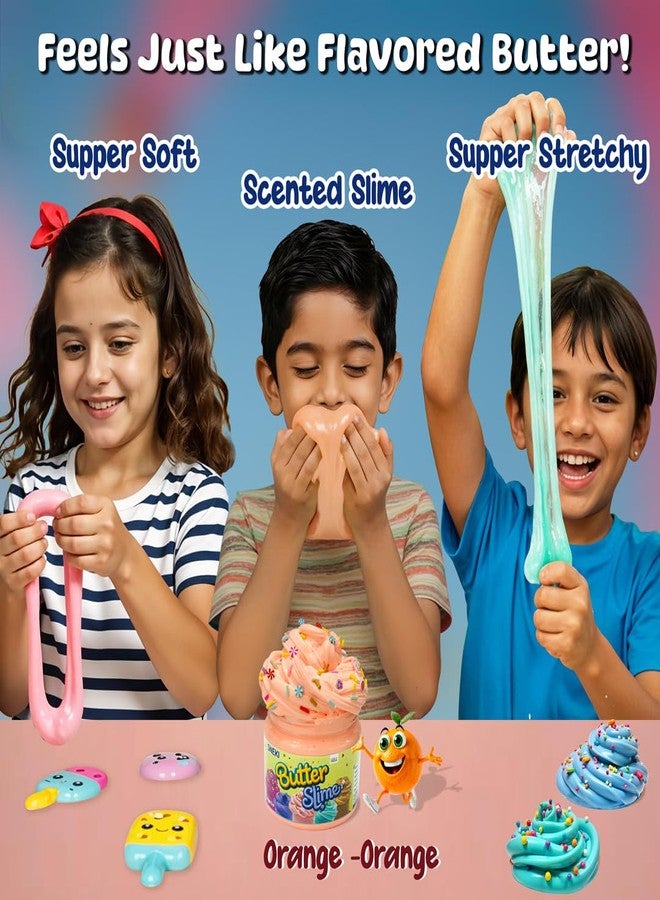 SNEKI Orange Scented Butter Slime for Kids 3-10 Years | Soft & Stretchy Engaging Play Kit with Sprinkles & Candy Charms - DIY Slime, Stress-Relief Toy, Party, Birthday Return Gift for Boys & Girls - Image 2