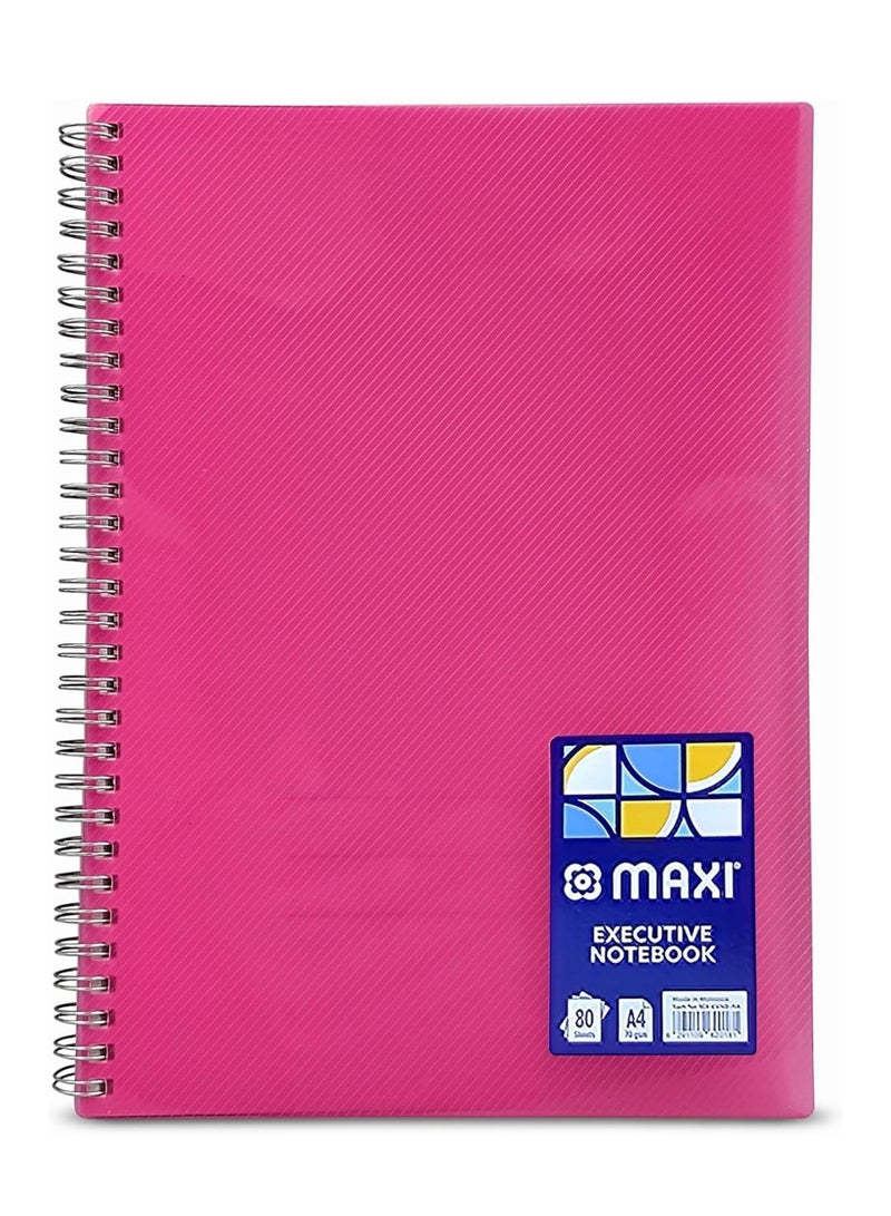 Maxi دفتر حلقي A4 مقاس 1 قطعة مع غلاف بلاستيكي قوي بألوان متنوعة 80 ورقة - Image 3