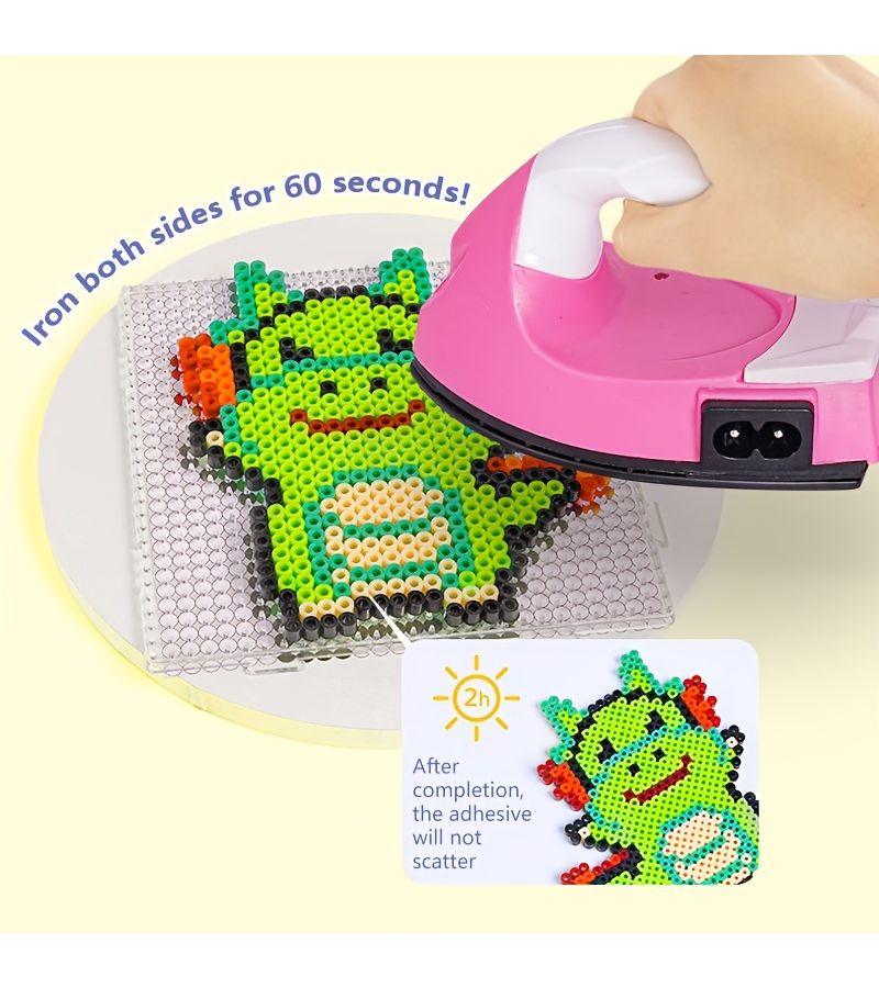 Dragon Zodiac Bead Art Craft Kit With Base Tracing Cards Ironing Paper And Tweezers For Kids Home School Christmas Valentine Easter Activity - Image 3