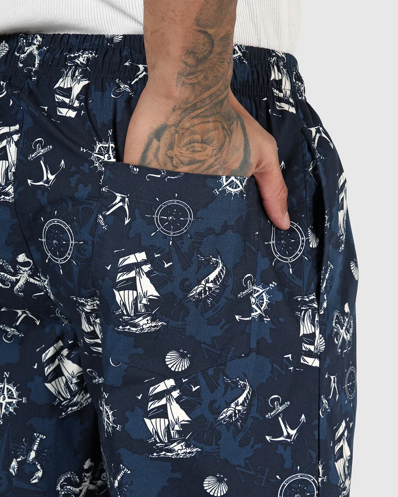 bewakoof  Men's Moonlit Ocean Blue All Over Printed Pyjamas for Men | Best Price UAE