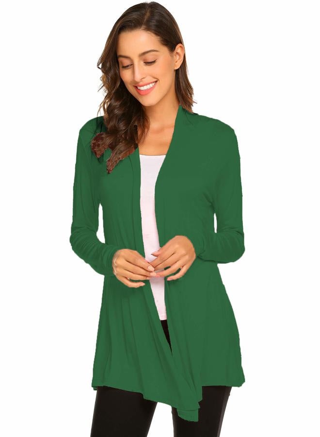 Newchoice Womens Casual Lightweight Long Sleeve Cardigan Soft Drape Open Front Fall Dusters (S-3XL), Green, L - Image 2