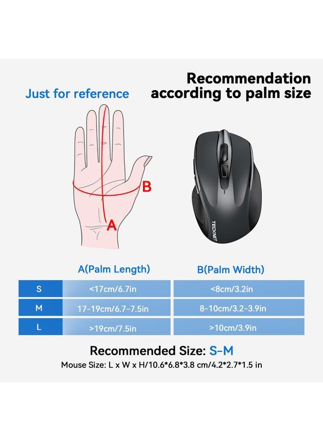 TECKNET Wireless Mouse (BT5.0/3.0 & 2.4G) Rechargeable 4800 DPI Silent USB A & Bluetooth Mouse 6 Buttons, Wide Compatibility - Grayish black - Image 4