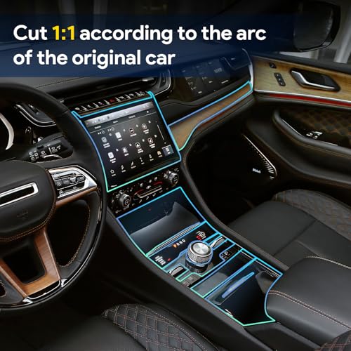 FDAIUN for Jeep Grand Cherokee 2021-2024 PPF Precut 8.5Mil Car Paint Protective Film TPU HD Film Scratch Protector Interior Accessories (Central Control One Button) - Image 3