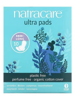 NATRACARE Ultra Pads Organic Cotton Cover Long 10 Pads  - Image 1