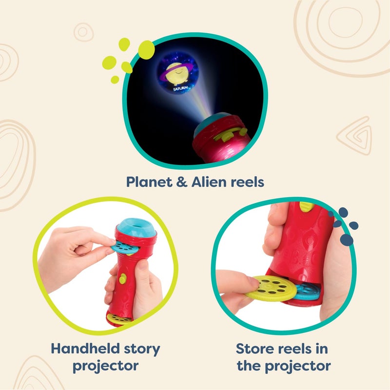B. toys –Children’s Projector Flashlight with Image Reels- Pretend Play-Make Everything Cosmic & Bright- Light Me To The Moon – 4 years + - Image 4
