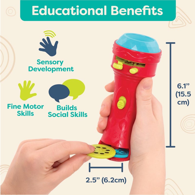 B. toys –Children’s Projector Flashlight with Image Reels- Pretend Play-Make Everything Cosmic & Bright- Light Me To The Moon – 4 years + - Image 3