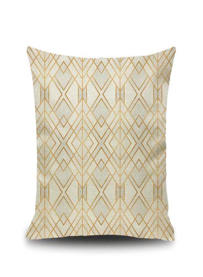 Kutis 4-Piece Modern Home Geometry Pattern Pillowcase Sofa Pillow Cover Throw Pillow Cover Cotton and Linen Material Gold/Beige 45 x 45 Centimeter  - Image 2