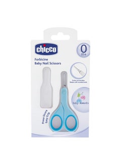 Chicco Chicco Nail Scissors for Baby and Kids, Stainless Steel Baby Scissors with Curved Blades and Rounded Tips, Protective Case, Non-Slip Rubber Handle - Baby Accessories for Newborns from 0 Months  - Image 1