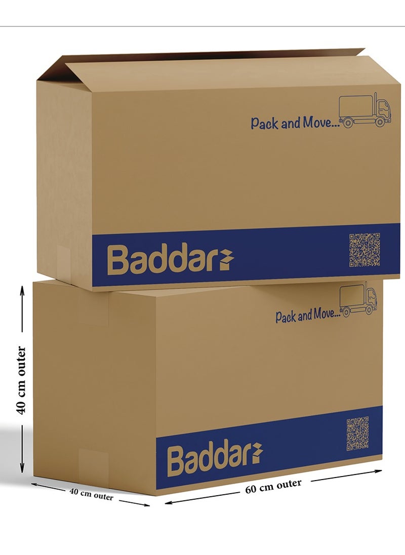 Baddar 3 Pcs, Pack & Move Premium Cardboard Carton Box For Transport (60 cm × 40 cm × 40 cm)  - Image 3