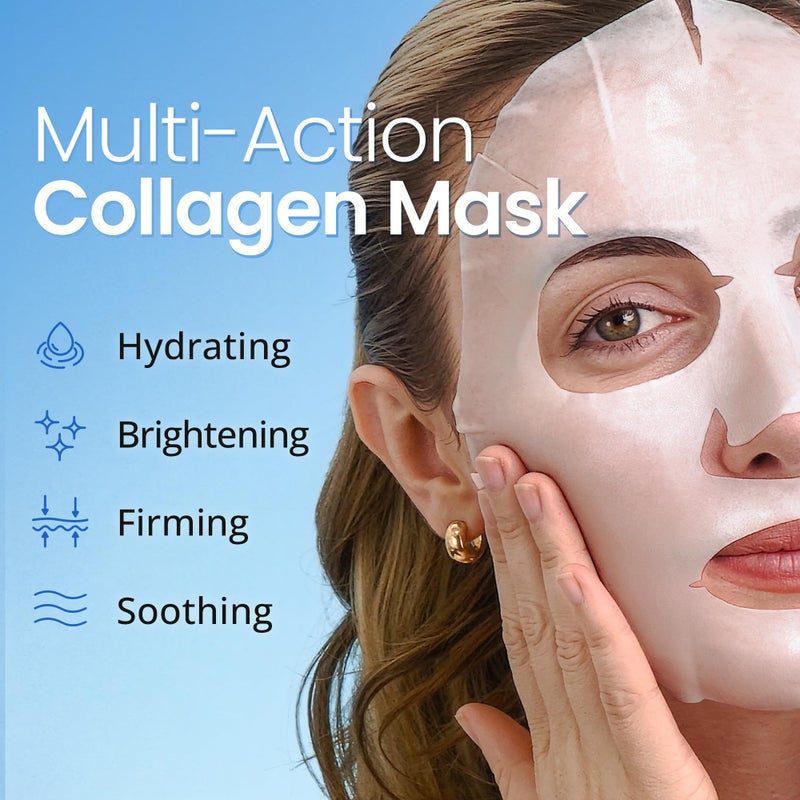 Ebanel 20 Pack Collagen Face Mask with Hyaluronic Acid, Vitamin C, Peptide, Aloe, Instant Brightening Hydrating Face Masks Skincare Korean Sheet Mask, Skin Firming, Lifting Anti Aging Facial Masks - Image 2