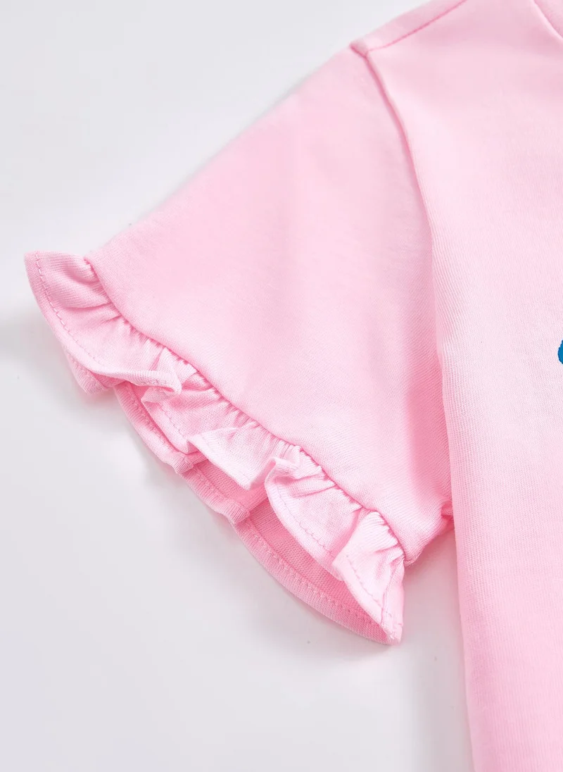 Balabala Baby Girl Knit Short Sleeve Suit