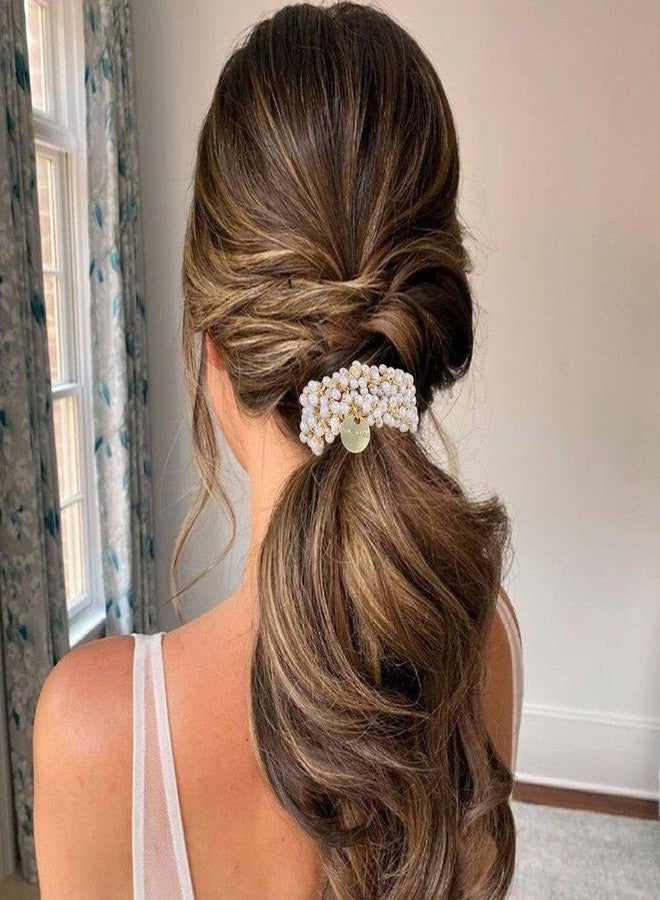 CAKURE Rhinestone Hair Scrunchies Pearl Hair Ties Bling Ponytail Holder Sparkly Hair Accessories for Women and Girls (Pack of 3) - Image 3
