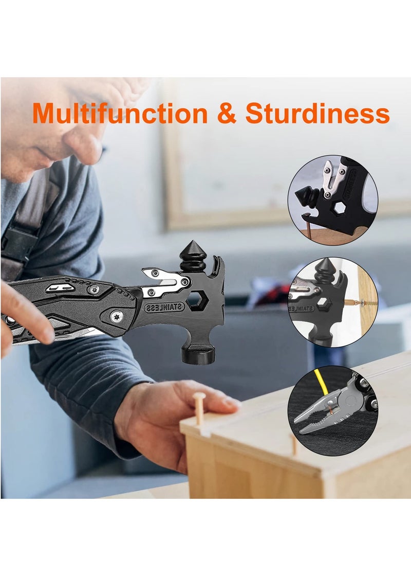 Excefore 16 in 1 Multitool Hammer, Hammer Multitool, Survival Camping Gear, All in One Small Hammer with Screwdriver Bits Set for Outdoor, Camping, Home DIY Use - Image 4
