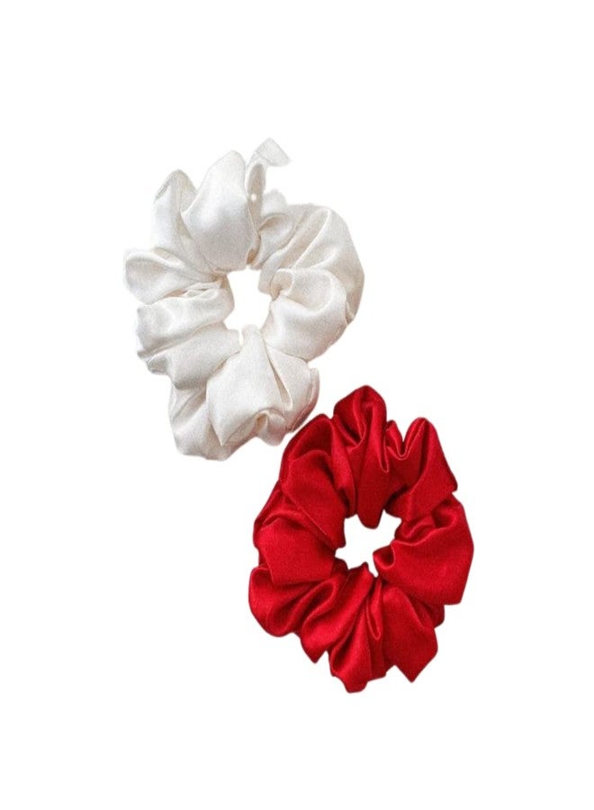 Atrube's 3Pcs XL Extra large fluffy scrunchies For Less Hairfall For Thick Hair Satin Silk Combo, Rubber Bands for Girls,Women,Girls | Hair Scrunchies, Ponytail Holder,Hair Ties, Hair Band for Women - Image 2