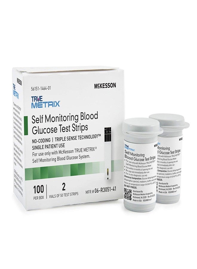McKesson True METRIX Blood Glucose Test Strips for Diabetes [100 Strips] Self-Monitoring System - Image 1