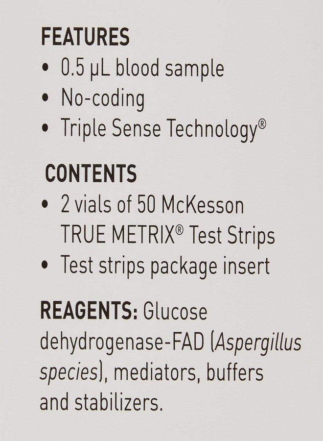 McKesson True METRIX Blood Glucose Test Strips for Diabetes [100 Strips] Self-Monitoring System - Image 2