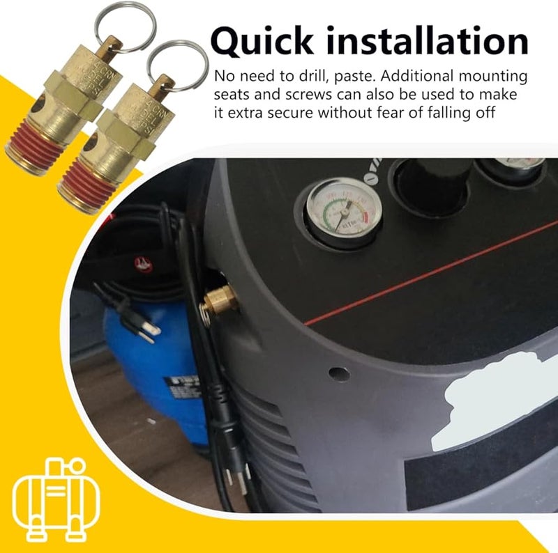 175 PSI High Flow Air Compressor Relief Pressure Safety Valve 1 4 NPT 2 Pack - Image 5