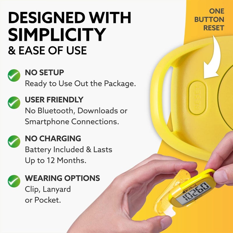 3DActive 3DFitBud Simple Step Counter Walking 3D Pedometer by with Clip, Lanyard Accurate Step Tracker Large Display, Easy to Use for Kids Men Women Adult Seniors Daily Step Tracking - A420S - Image 3