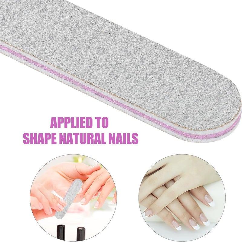 100 Pcs Double-Sided Mini Nail Files 9x2cm Nail Buffering Files for Pedicure Manicure Tools Gray Grit for Care - Image 2