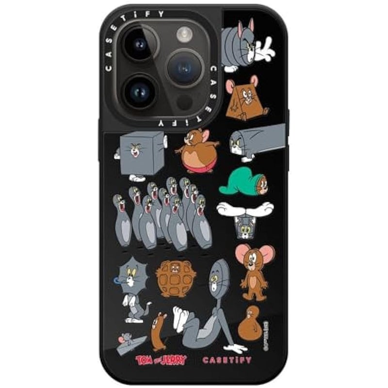 Casetify Mirror Case for iPhone 14 Pro 【Tom and Jerry Colab/Reflective / 4.9ft Drop Protection/Compatible with Magsafe】 - Pattern Sticker - Black on Black - Image 2