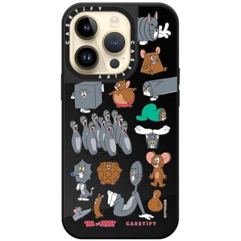 Casetify Mirror Case for iPhone 14 Pro 【Tom and Jerry Colab/Reflective / 4.9ft Drop Protection/Compatible with Magsafe】 - Pattern Sticker - Black on Black - Image 3