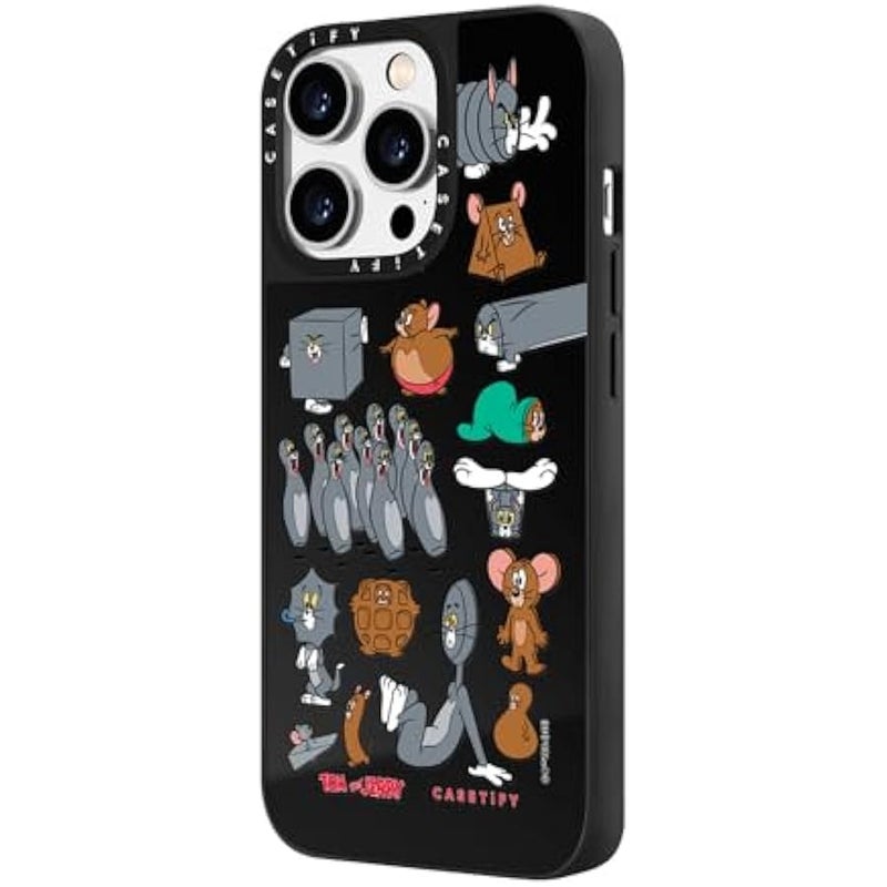 Casetify Mirror Case for iPhone 14 Pro 【Tom and Jerry Colab/Reflective / 4.9ft Drop Protection/Compatible with Magsafe】 - Pattern Sticker - Black on Black - Image 4