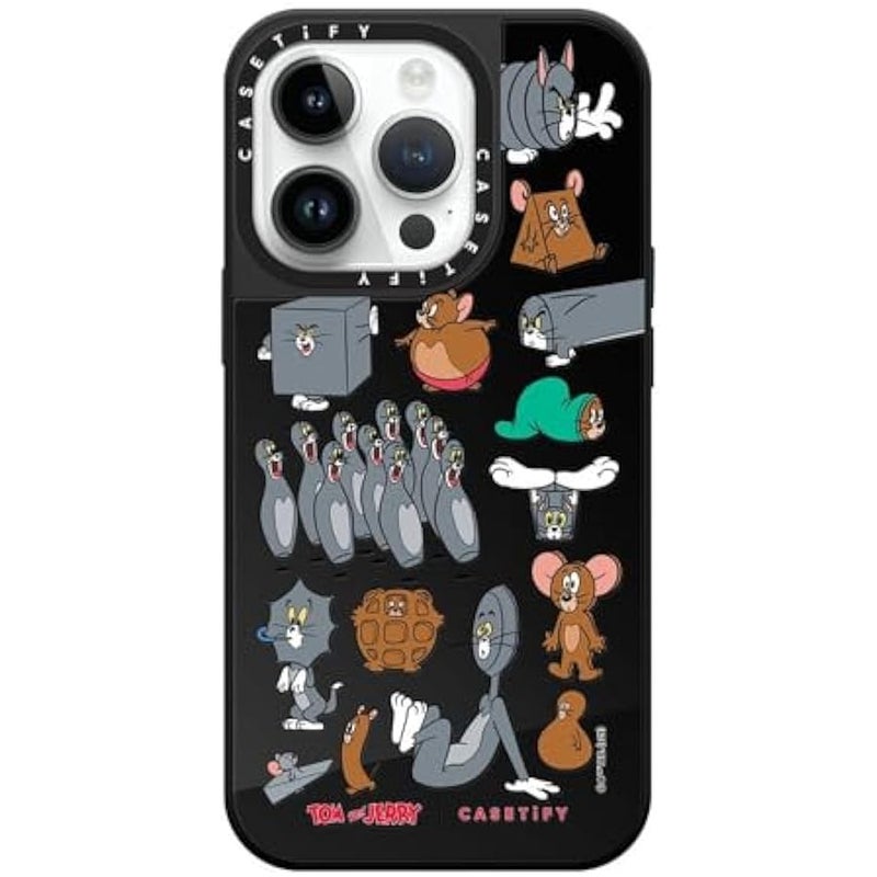 Casetify Mirror Case for iPhone 14 Pro 【Tom and Jerry Colab/Reflective / 4.9ft Drop Protection/Compatible with Magsafe】 - Pattern Sticker - Black on Black - Image 5