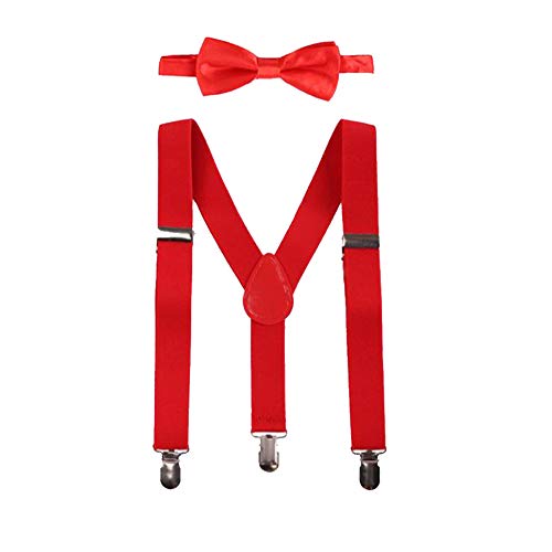 CLOTHERA Suspender and Bow Tie Set with Matched Hat for Kids 1yrs to 3yrs- Red - Image 2