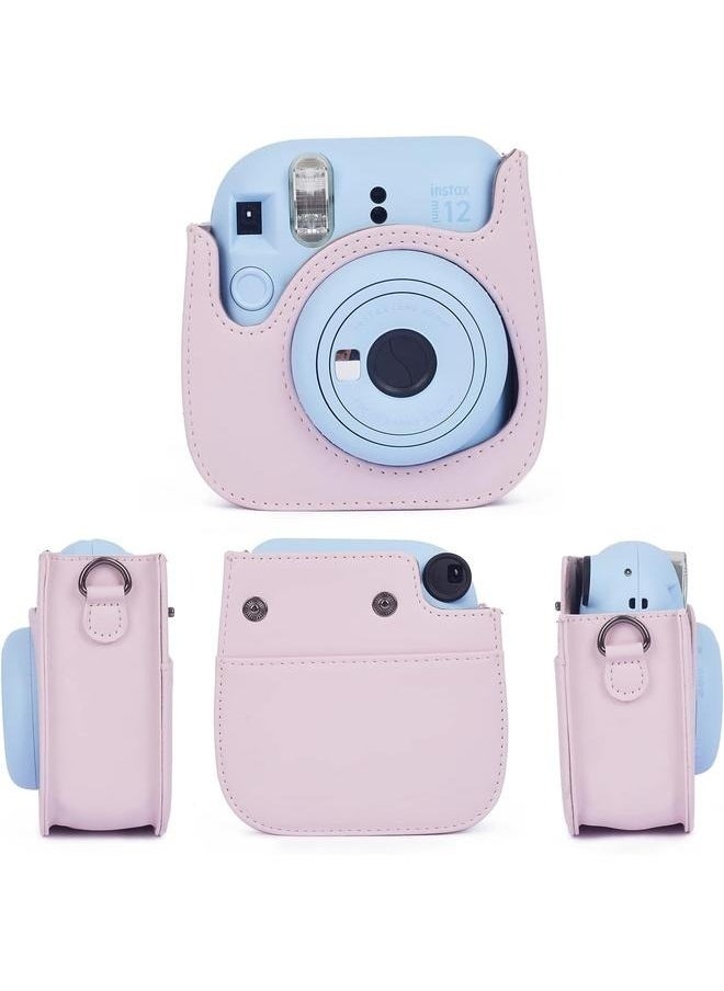 yongsheng Instant Camera Case Bag With Strap Purple-Instant mini 12 Camera Protective Case Compatible ,PU Leather Bag  - Image 3