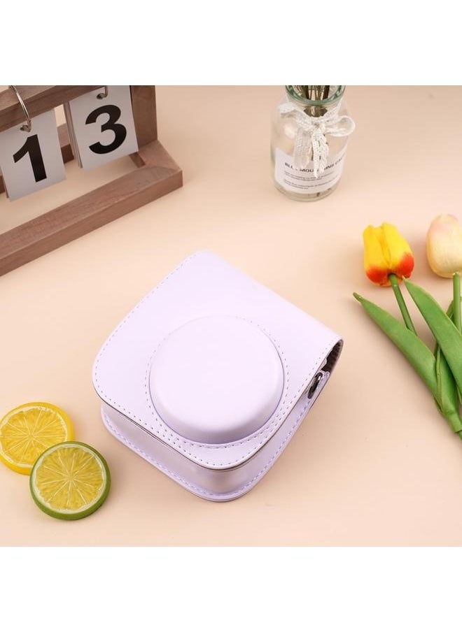 yongsheng Instant Camera Case Bag With Strap Purple-Instant mini 12 Camera Protective Case Compatible ,PU Leather Bag  - Image 5