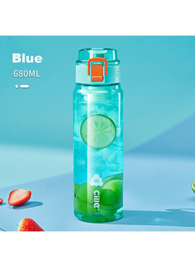 cille Xile Large Capacity Plastic Cup, Tritan Sports Water Bottle For Men And Women, Stylish Portable Cup With Filter, Dika Blue 680ml - Image 5