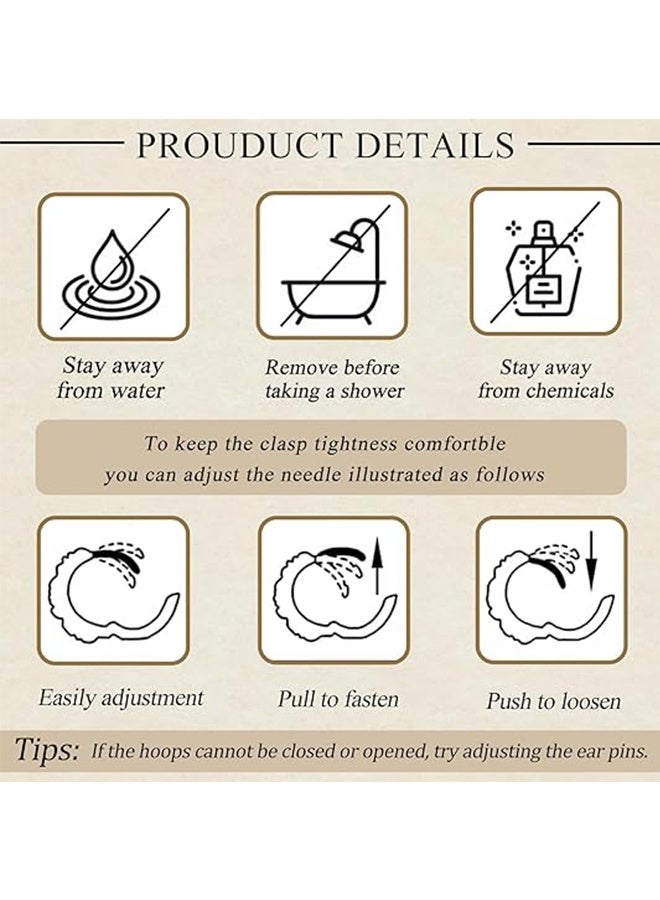طقم أقراط ذهبية مكون من 3 أزواج للسيدات، مطلية بالذهب عيار 14 قيراطًا، أقراط سميكة مضادة للحساسية، مناسبة للثقب المتعدد، أقراط دائرية ذهبية للنساء - Image 2
