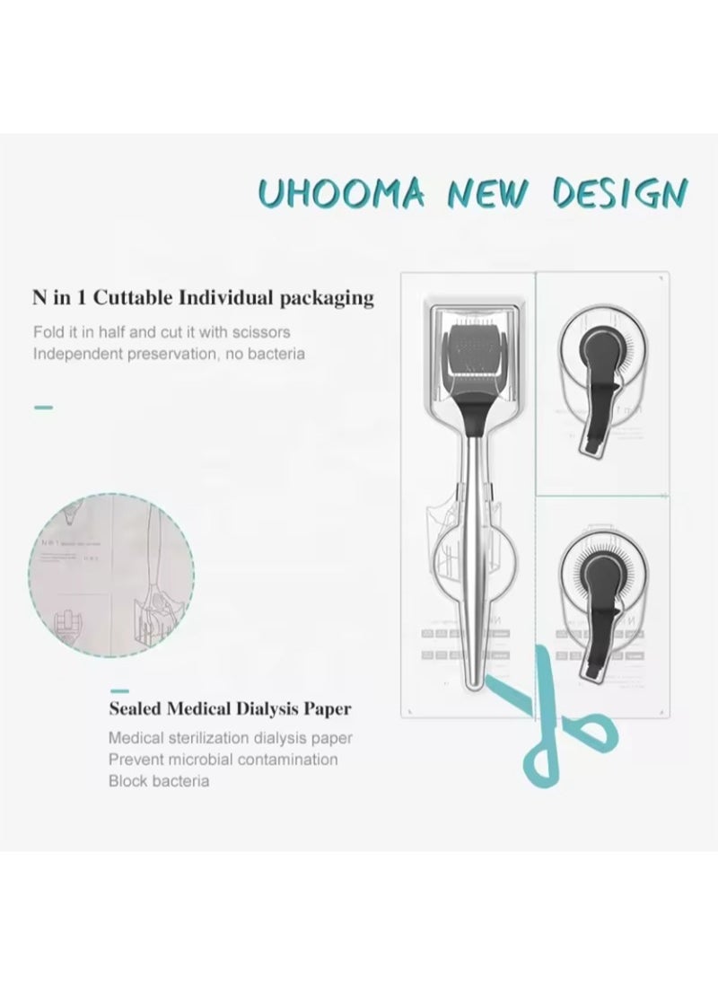 UHOOMA Derma Roller Microneedle Roller,Roller Set with 3*540 Titanium Microneedle Replaceable Heads for Face, Beard Roller, Microneedle Roller | For Men and Women | Face Scalp Derma Stamp-0.5 mm  - Image 2