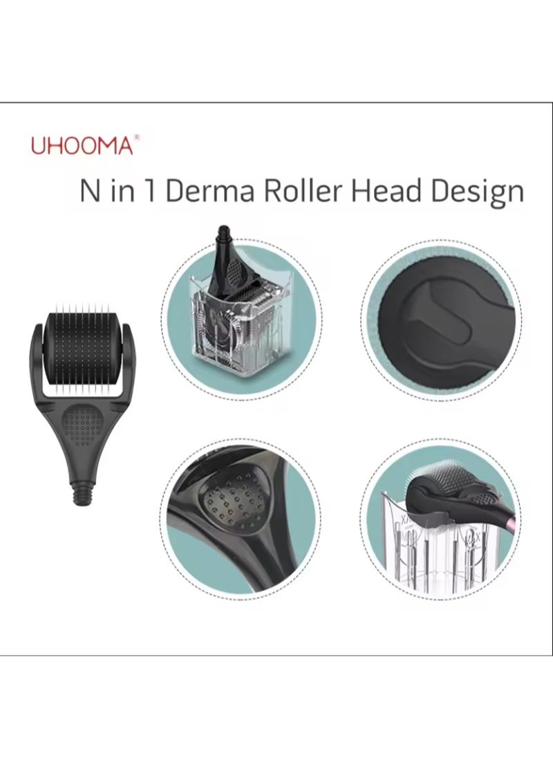 UHOOMA - Derma Roller Microneedle Roller,Roller Set with 3*540 Titanium Microneedle Replaceable Heads for Face, Beard Roller, Microneedle Roller | For Men and Women | Face Scalp Derma Stamp-0.5 mm - Image 1