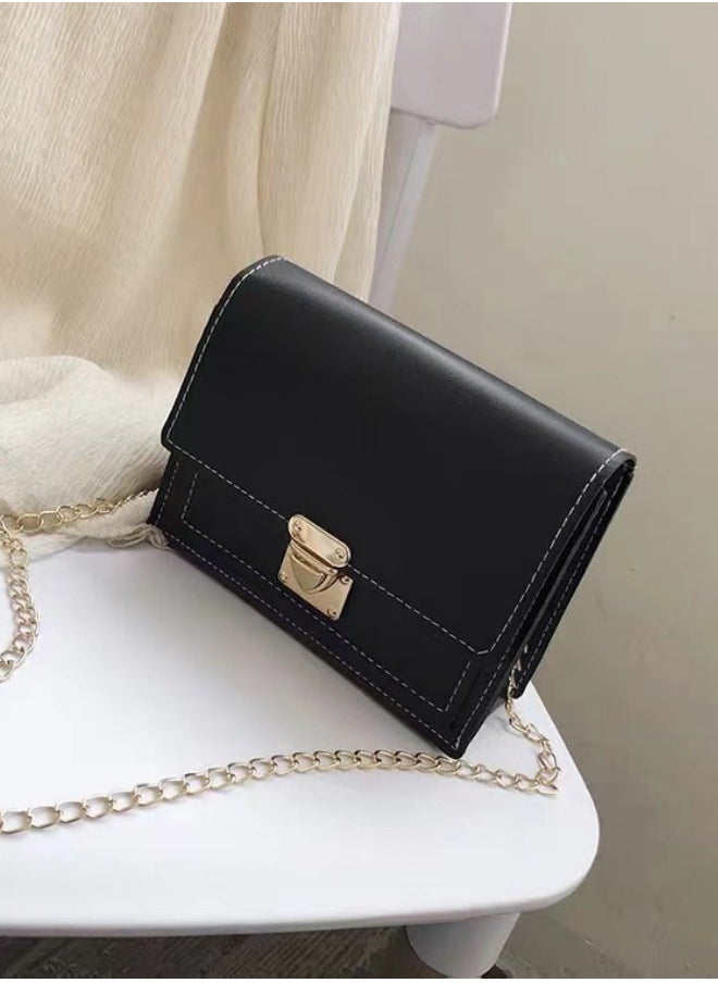 WAOKN - Women's Textured Shoulder Bag, Ladies Large-capacity Chain Handle Crossbody Bag Sling Bag Side Bag, Solid Color PU Leather Tote Bag Handbag Clutch Bag for College Students and Teenagers - Image 1
