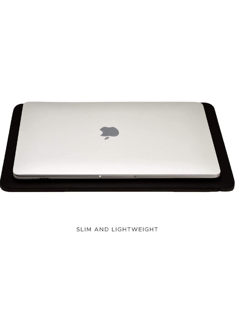 CONTACTS 16 inches Laptop Sleeve Compatible for MacBook Pro 2019 2020 and All Other Laptops Under 16   Leather  Black  - Image 4