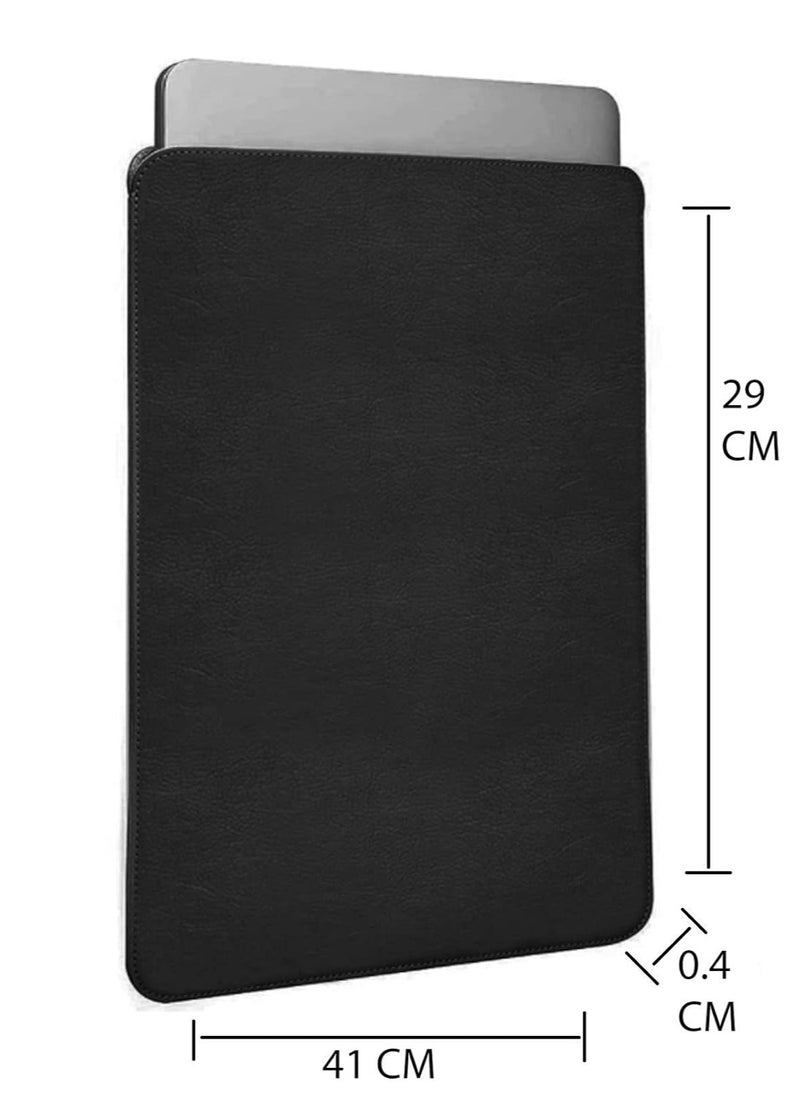 CONTACTS 16 inches Laptop Sleeve Compatible for MacBook Pro 2019 2020 and All Other Laptops Under 16   Leather  Black  - Image 1