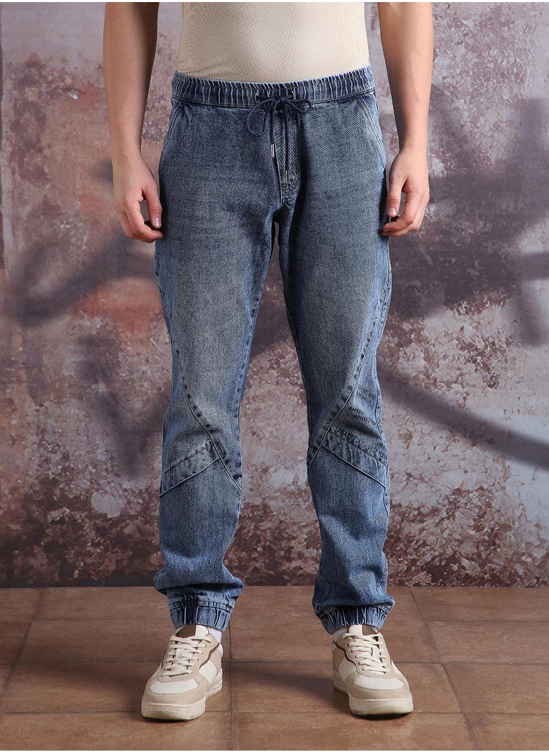 Hubberholme Men Pure Cotton Comfort Relaxed Fit Mid-Rise Jogger Jeans  - Image 3