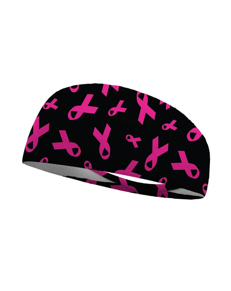 Breast Cancer Awareness Turban Headband Breast Cancer Awareness Pink Ribbon Headwear BCA10 B1Black Band