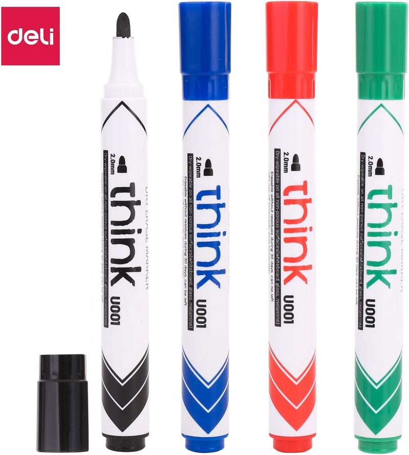 Deli Think Whiteboard Markers Set - 4 Assorted Colors - Image 4
