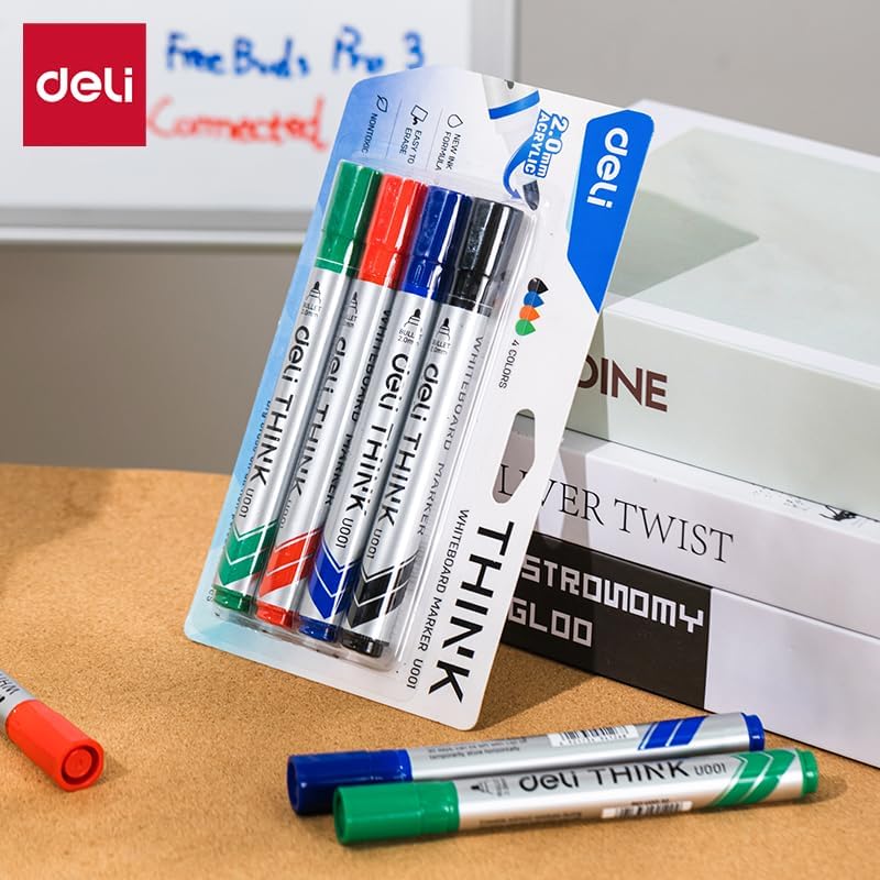 Deli Think Whiteboard Markers Set - 4 Assorted Colors - Image 2