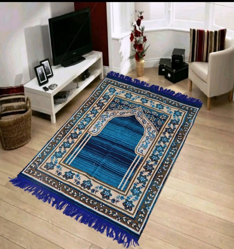 KETOSTICS® Chenille Anti-Skid Muslim Islamic Jainamaz/Prayer mat (Blue, Chenille, 4x2 Feet) - Image 3