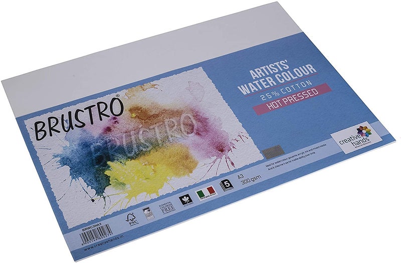 BRUSTRO Artists 25% Cotton Watercolour Paper,Hot Pressed, 300 GSM,Size A3, 5 Sheets | Ideal for Watercolor,Acrylic,Gouache,Charcoal,Graphite,Ink & Other Mixed Media - Image 4
