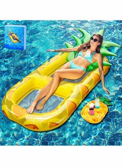 Excefore Pool Inflatable Floats Adult, Giant Pineapple Inflatable Pool Floats With Cup Holder,170 CM Beach Floaties Lounge Luxury Recliner  - Image 1