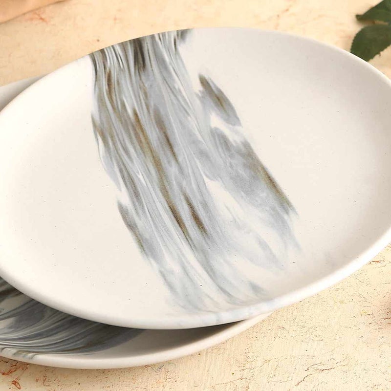 Wonderchef Teramo Stoneware 11 Inch Dinner Plate - Marble White, Set of 2 - Image 3