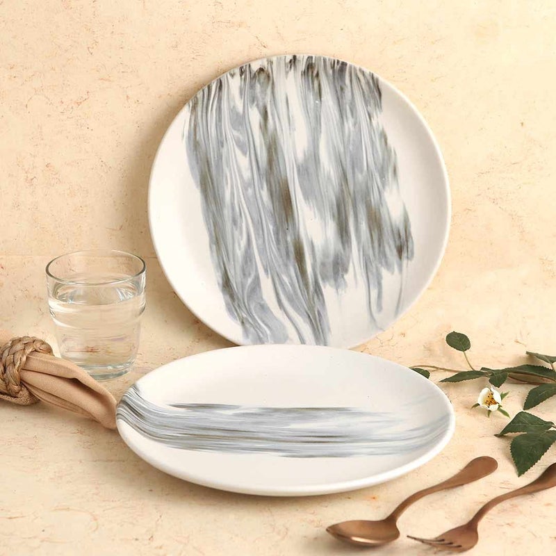 Wonderchef Teramo Stoneware 11 Inch Dinner Plate - Marble White, Set of 2 - Image 2